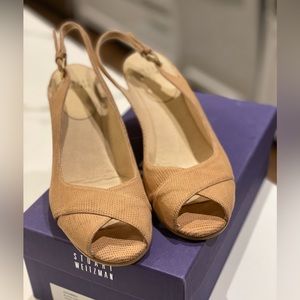 Stuart Weitzman peep toe sling back wedges. Size 8.5 wide